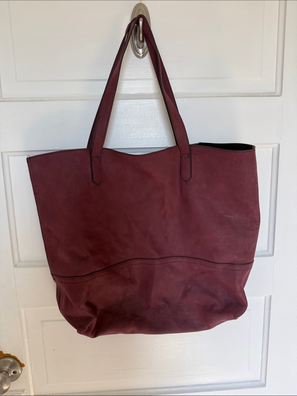Maroon Leather Tote Bag - Classic Everyday Carry
